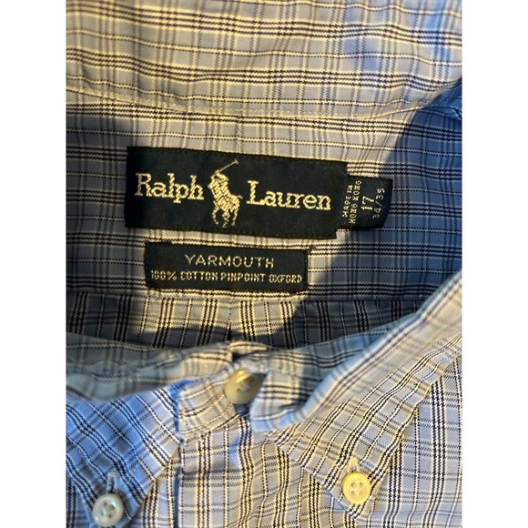 Ralph Lauren Blue Plaid Button Down Long Sleeve Shirt Menswear - Picture 7 of 10